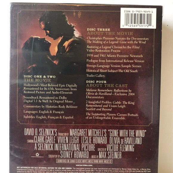 Gone With the Wind: Collectors Edition (DVD, 2004, 4-Disc Set) New Sealed - Picture 5 of 6
